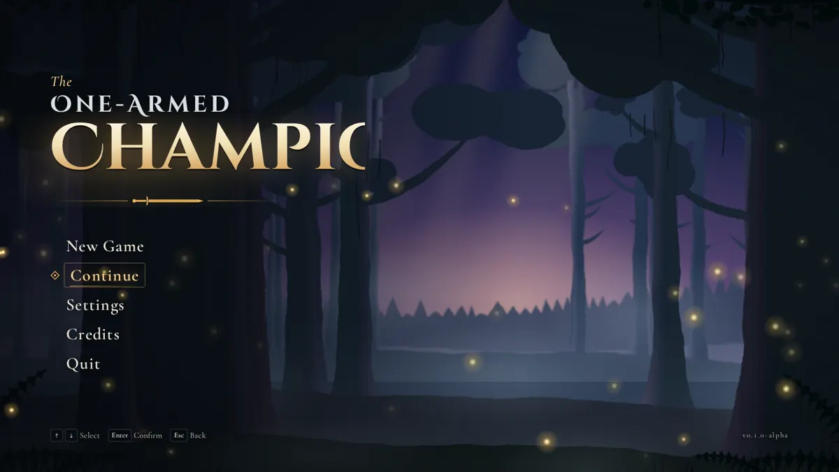 The game's title menu